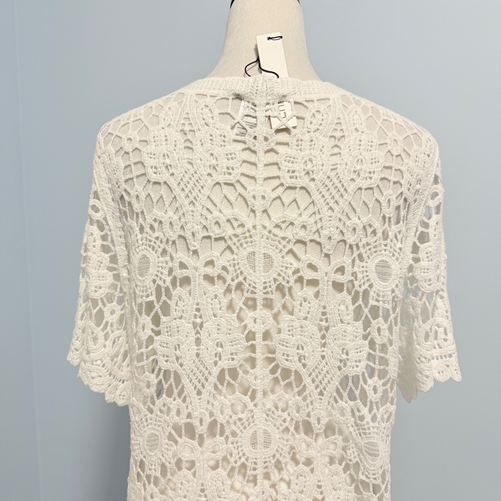 Chicos 2 Crochet Lace Alabaster Cardigan Sweater Size 12 - Picture 5 of 9